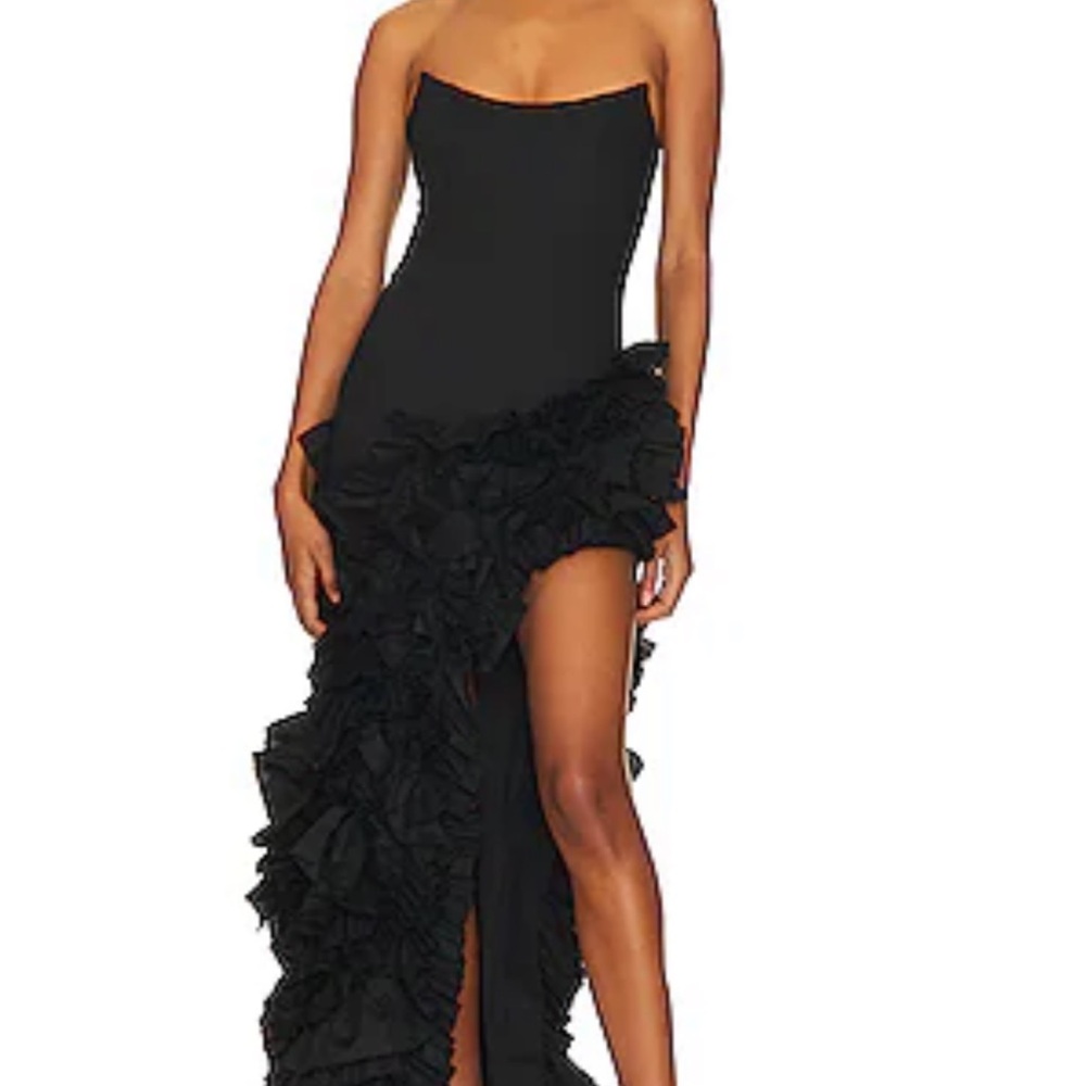 NBD Black Asymmetrical Strapless Dress